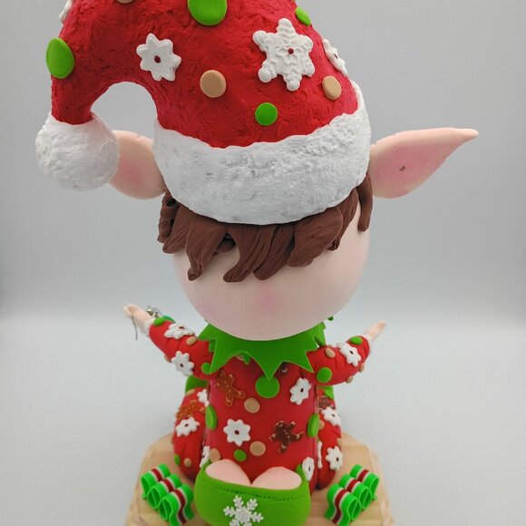 Ernie the Elf, Christmas Elf Figurine, Whimsical Holiday Shelf Sitter, Christmas - Picture 3 of 11